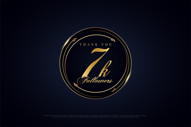 Banner de celebración de 7k seguidores con marco clásico Vector de diseño premium