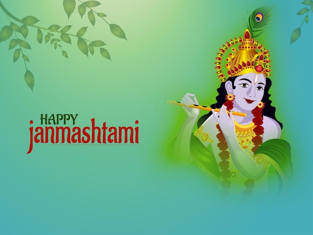 Banner de celebración feliz krishan janmashtami