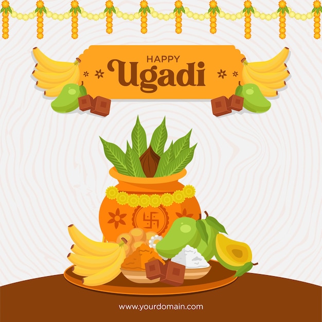 Banner de celebración realista de ugadi