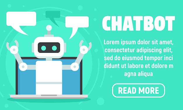 Banner de chatbot portátil, estilo plano