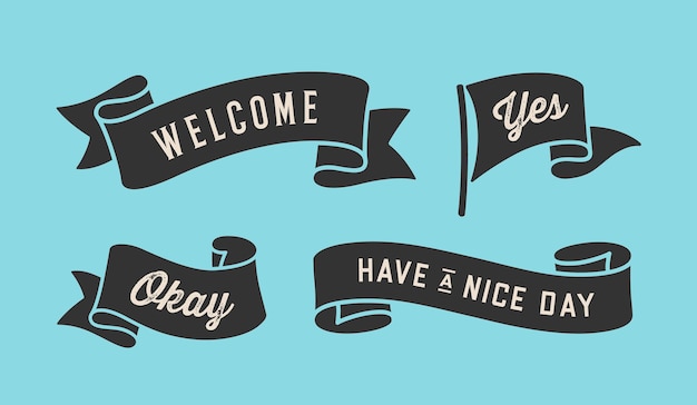 Banner de cinta Conjunto de banner de cinta negra con frase de texto