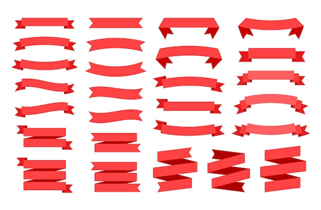 Banner de cinta roja con espacio para texto. Conjunto de ilustración de burocracia.