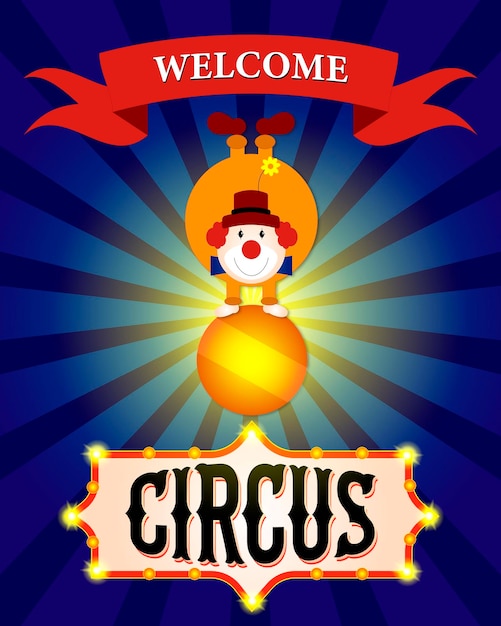 Banner de circo vintage con una foto de un payaso divertido