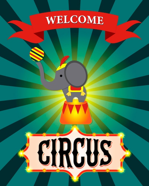 Banner de circo vintage con la imagen de un elefante