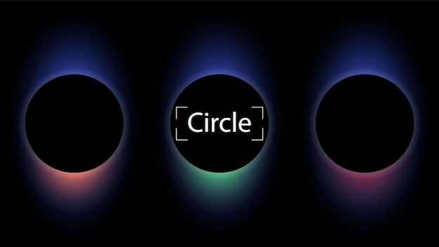 Banner circular con degradado de color aislado sobre fondo negro