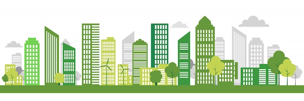 Banner de ciudad ecológica verde