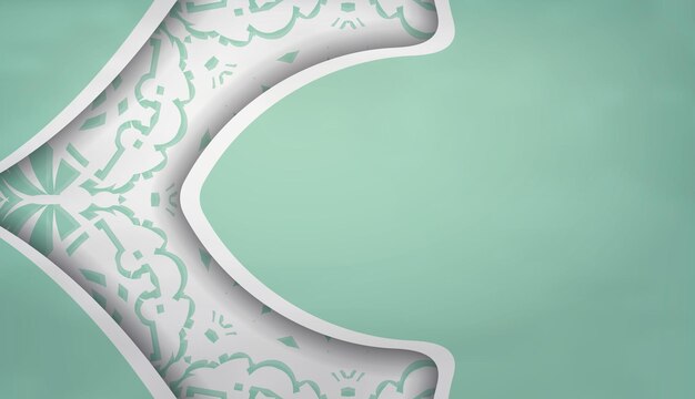 Banner de color menta con adorno blanco vintage para el diseño debajo de su logotipo o texto