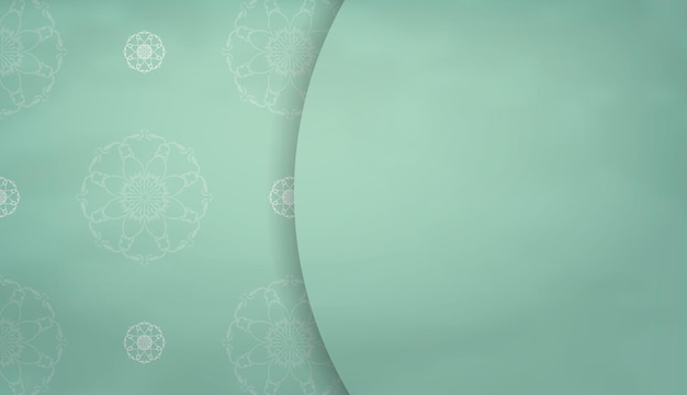 Vector banner de color menta con adornos blancos antiguos y lugar para el texto