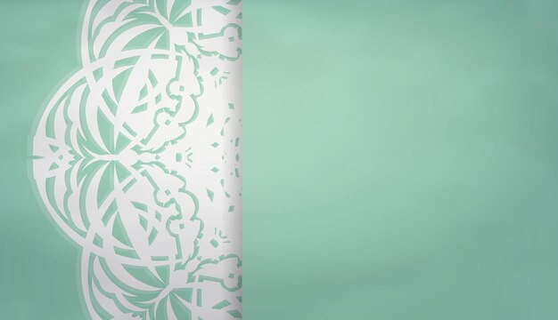 Banner de color menta con adornos blancos griegos y espacio para logotipo o texto