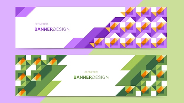 Vector banner colorido plano con forma geométrica