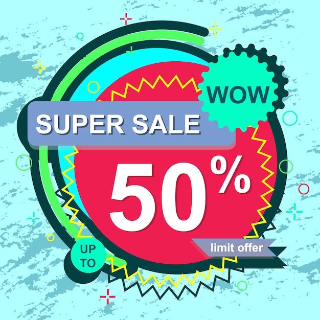 Banner colorido vector Venta 50 por ciento de descuento