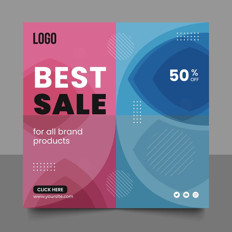 Banner comercial con letras de oferta de gran venta y diseño de publicación de descuento