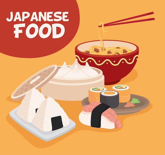 Banner con comida japonesa