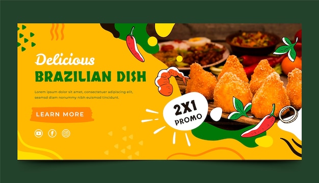 Banner de comida latam de diseño plano