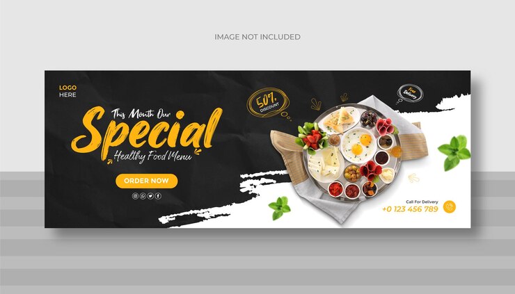 Banner de comida Portada de Facebook y plantilla de diseño de banner web