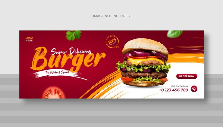 Banner de comida Portada de Facebook y plantilla de diseño de banner web