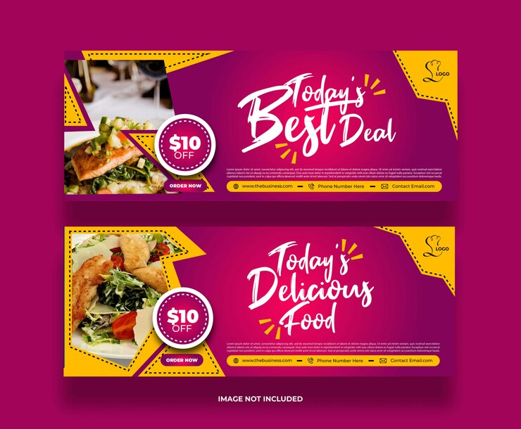 Vector banner de comida de restaurante de mejor oferta moderna mínima creativa para redes sociales