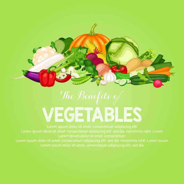 Vector banner de comida sana con diseño plano de verduras