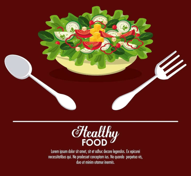 Vector banner de comida sana ensalada deliciosa