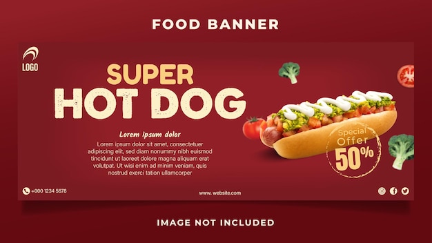 Vector banner de comida super hotdog