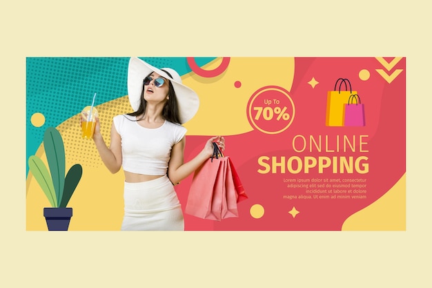 Vector banner de compras en línea