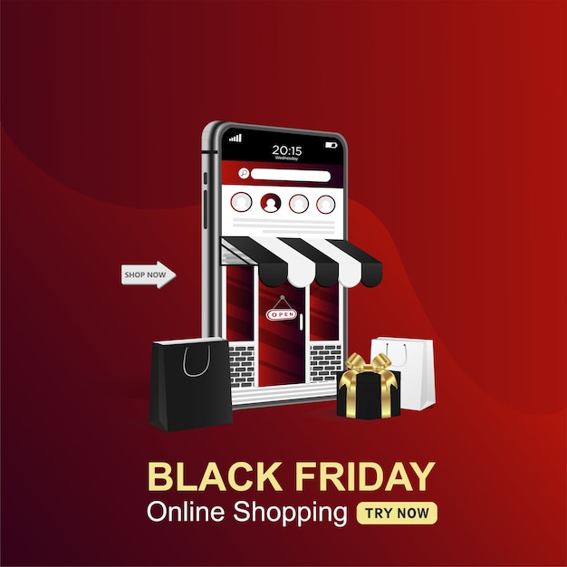 Banner de compras online de black friday en móvil