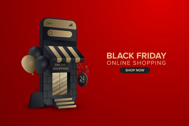 Banner de compras online de black friday en móvil
