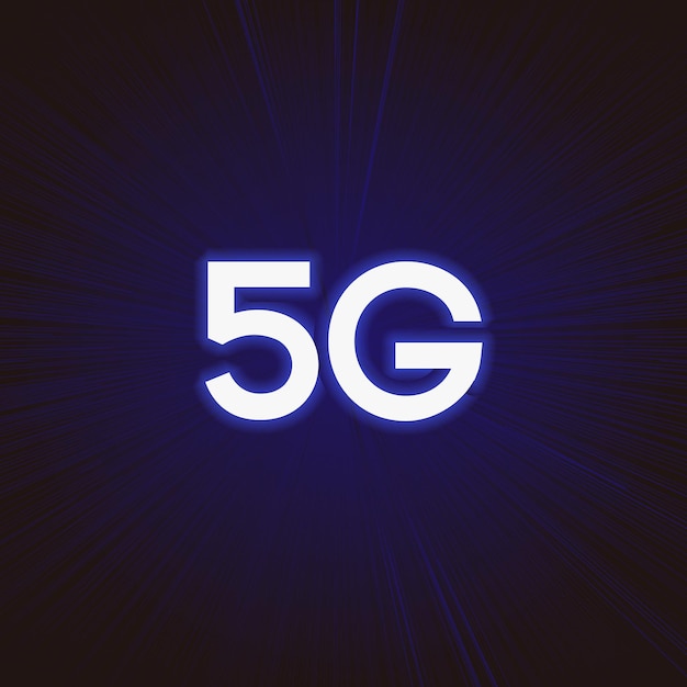 Banner de concepto de 5G en fondo brillante nueva tecnología de comunicación móvil y símbolo de red de teléfono inteligente para sitio web ui aplicación móvil 10 eps