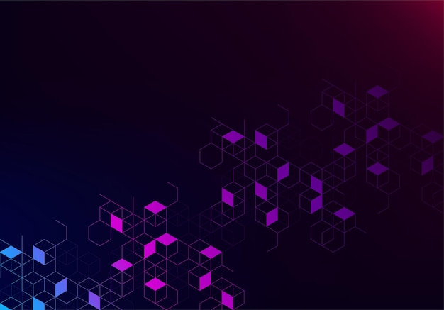 Banner de concepto de cadena de bloques con poligonal geométrico abstracto con puntos y líneas de conexión Fondo de ciencia y tecnología Ilustración vectorial