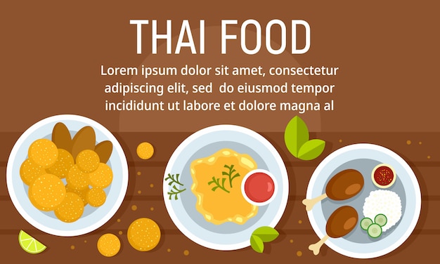 Banner de concepto de comida tailandesa exótica