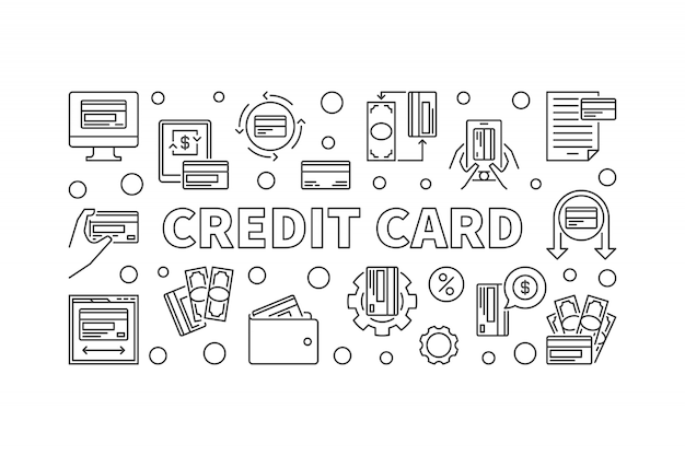 Banner de concepto de Credit Car en estilo de línea fina. ilustración