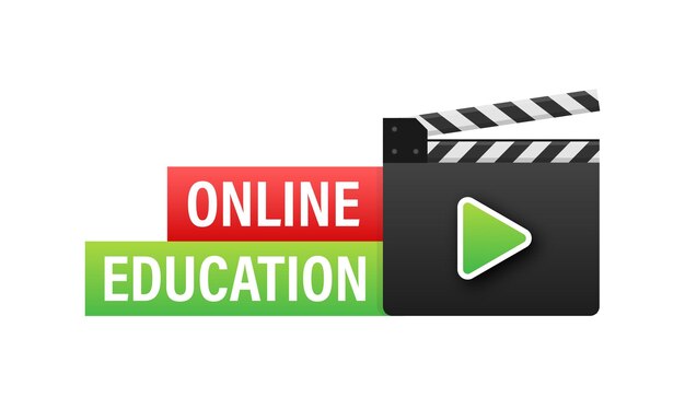 Banner de concepto de educación en línea cursos de capacitación en línea tutoriales elearning ilustración vectorial