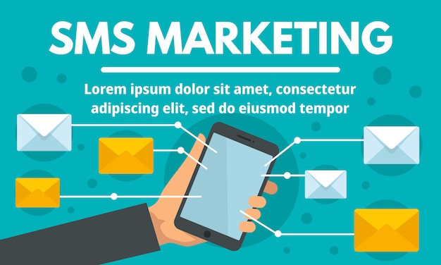 Banner de concepto de marketing de sms en línea