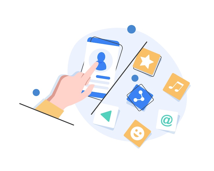Vector banner de concepto de redes sociales. ilustración de estilo plano