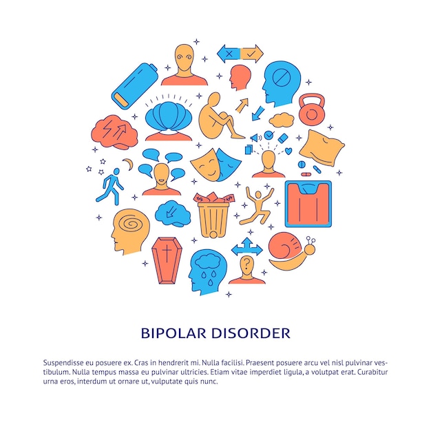 Banner de concepto redondo de trastorno bipolar