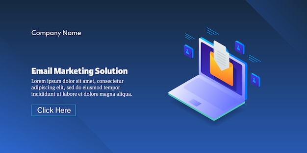 Banner de concepto de solución de marketing por correo electrónico