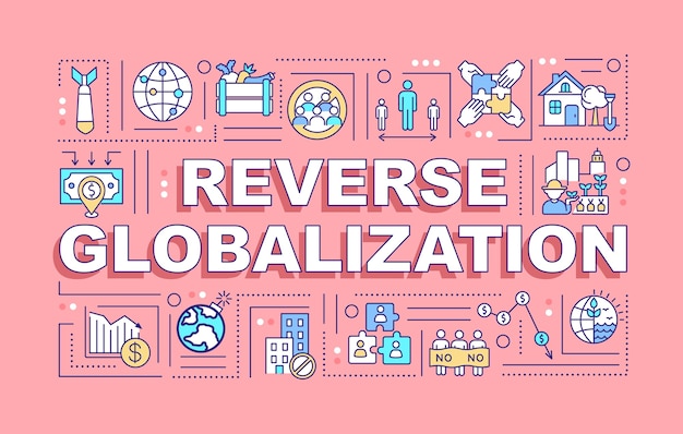 Banner de conceptos de palabra globalización inversa