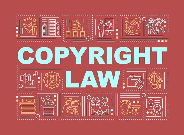 Vector banner de conceptos de palabra de ley de derechos de autor