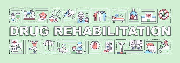 Banner de conceptos de palabra de rehabilitación de drogas