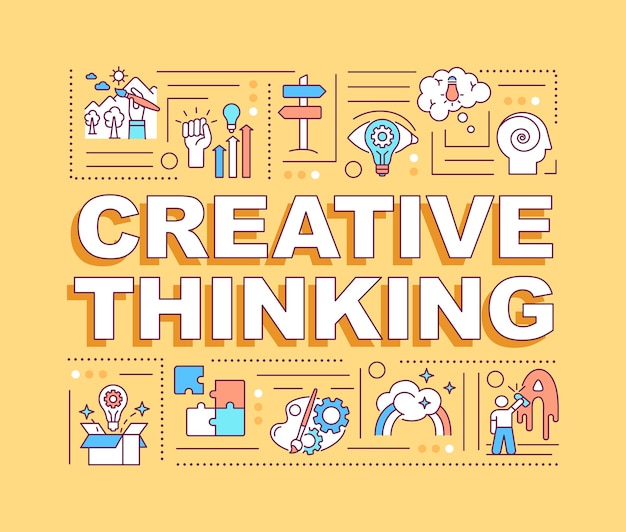 Banner de conceptos de palabras de pensamiento creativo
