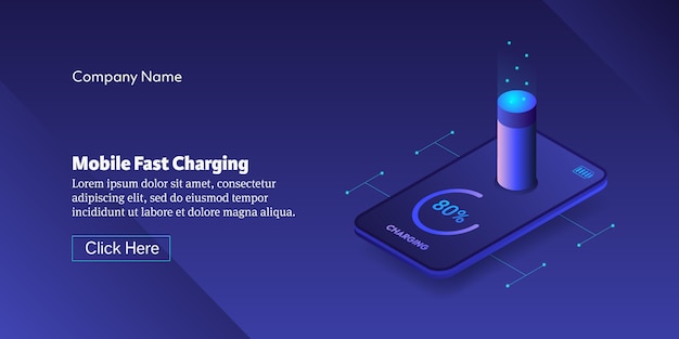 Banner conceptual de carga rápida móvil