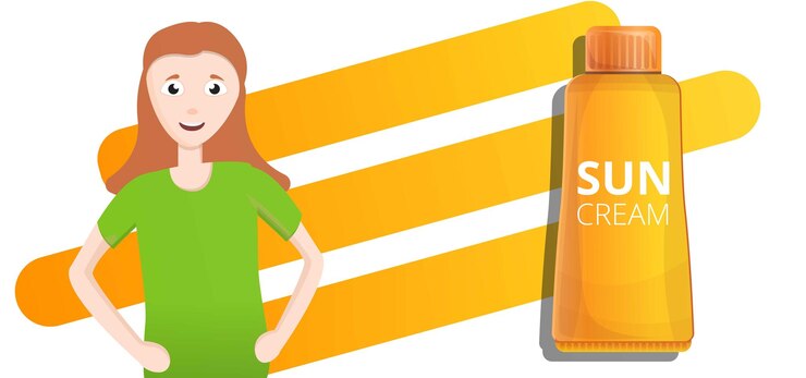 Vector banner conceptual de tubo de crema solar naranja ilustración de dibujos animados de tubo vectorial de crema solares naranja banner conceptual para diseño web