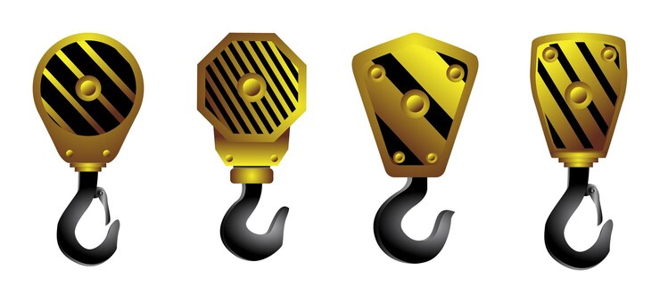 Vector bajo banner de construcción con gancho de elevación