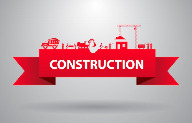 Banner de construcción rojo