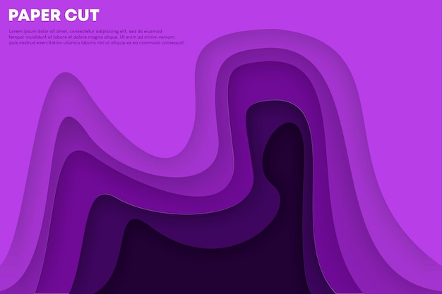 Banner de corte de papel morado con fondo abstracto 3d y capas de ondas moradas