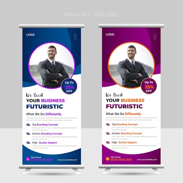 Banner Creative Rollup para eventos de negocios, presentaciones de marketing y banners de extracción