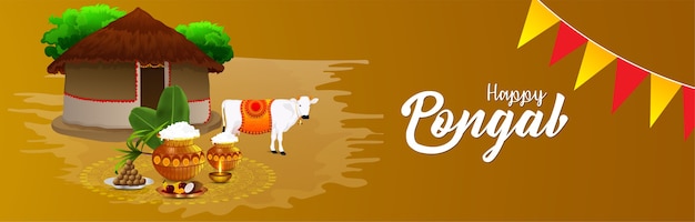 Banner creativo para happy pongal