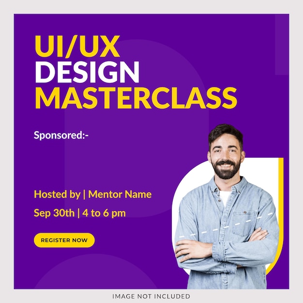 Banner cuadrado de diseño de publicaciones en redes sociales para anuncios ui ux masterclass