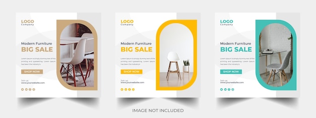 Vector banner cuadrado de post venta de instagram y redes sociales de muebles modernos