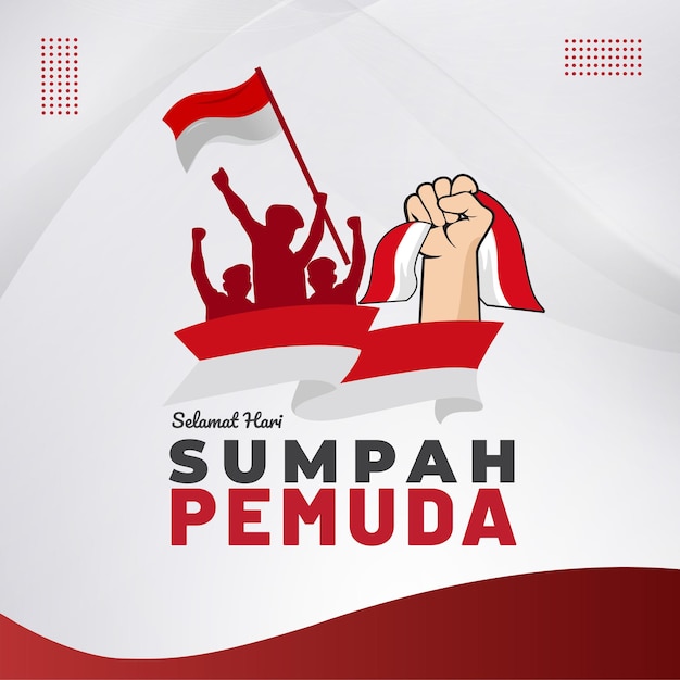 Banner cuadrado sumpah pemuda con bandera